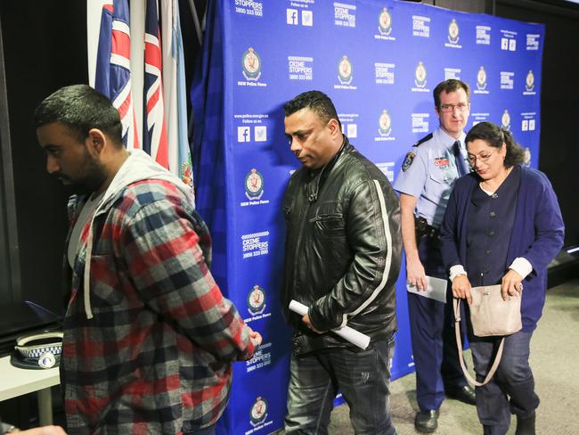 Monika’s family leave today’s press conference. Picture: Dylan Robinson