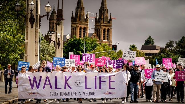 Anti-abortion activists in Adelaide earlier this year. Picture: Mike Burton