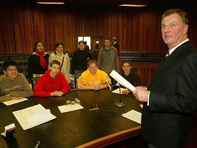 Speaking to law students int the Supreme Court in Hobart as part of Lawfest 2002.