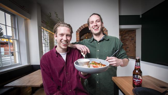 Brothers Ollie (left) and Dan Lancaster have opened a new restaurant Dana Eating House on Murray Street, which will serve Asian fusion food. Picture: LUKE BOWDEN