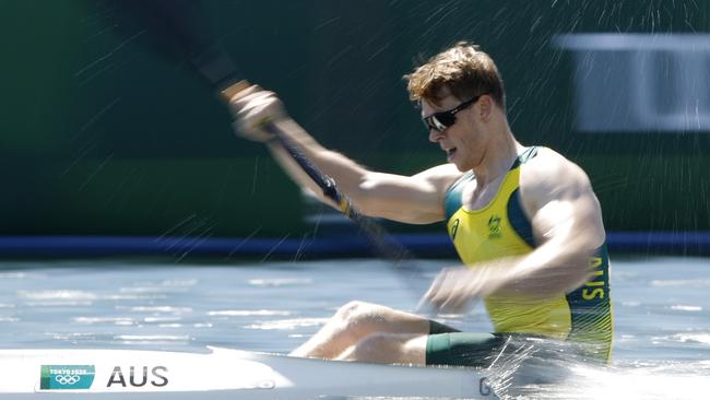 Tom Green in the K1 1000m semi at the Tokyo 2020 Olympic Games. Picture: Adam Pretty/Getty Images