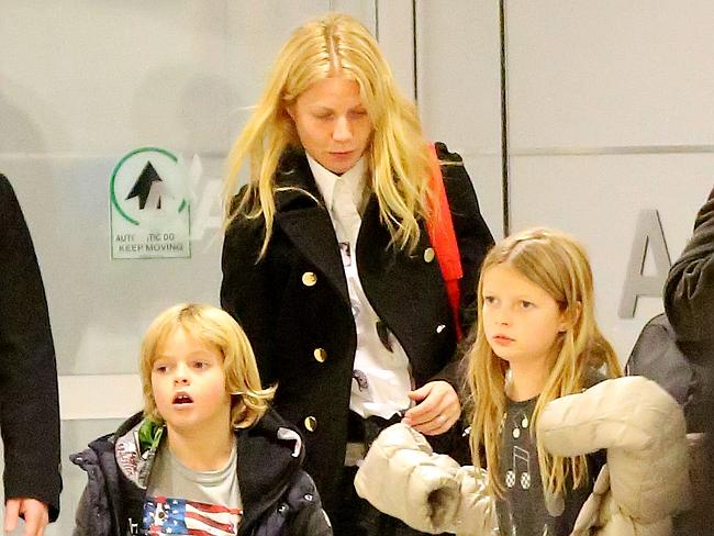 Gwyneth Paltrow with her children Apple and Moses in NYC.