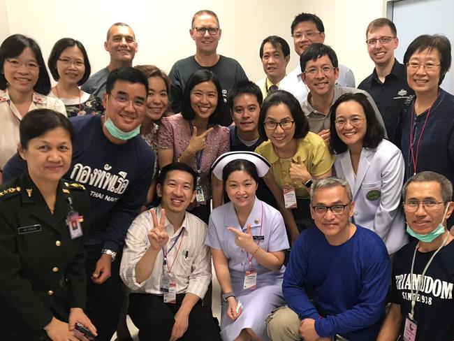 Dr Richard Harris (rear, middle) and hospital staff in Thailand. Picture: Supplied.