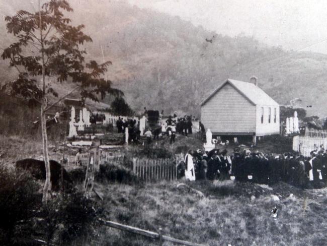 Two funeral services at the same time at the Mount Kembla church in 1902.