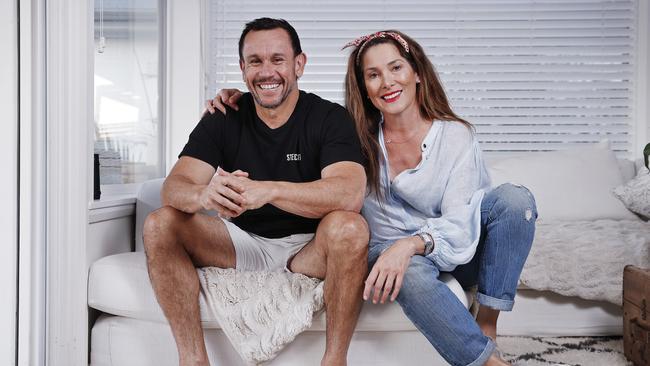 \Fox Sports presenter Matty Johns at home with wife Trish. Picture: Sam Ruttyn