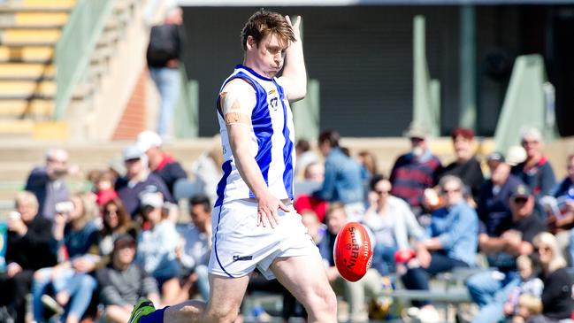 Angwin playing for Ouyen United in 2018. Picture: Carmel Zaccone