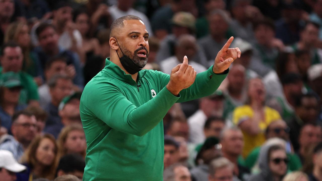 (FILES) In this file photo taken on June 08, 2022, head coach Ime Udoka of the Boston Celtics calls out a play in the fourth quarter against the Golden State Warriors during Game Three of the 2022 NBA Finals in Boston, Massachusetts. NOTE TO USER: User expressly acknowledges and agrees that, by downloading and/or using this photograph, User is consenting to the terms and conditions of the Getty Images License Agreement. Maddie Meyer/Getty Images/AFP - Udoka, who guided the Boston Celtics to last season's NBA Finals, will likely be suspended for the entire 2022-23 season for team conduct violations, according to multiple reports on September 22, 2022. The 45-year-old Nigerian-American had a consensual relationship with a female member of the Celtics staff that broke the organization's guidelines and code of conduct, ESPN and The Athletic reported, citing unnamed sources. (Photo by Maddie Meyer / GETTY IMAGES NORTH AMERICA / AFP)