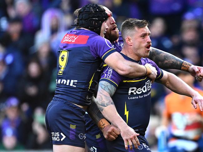 Munster has been back to his best in the finals, with 13 tackle breaks against the Sharks and Roosters and over 180 run metres in each game. Picture: Getty Images