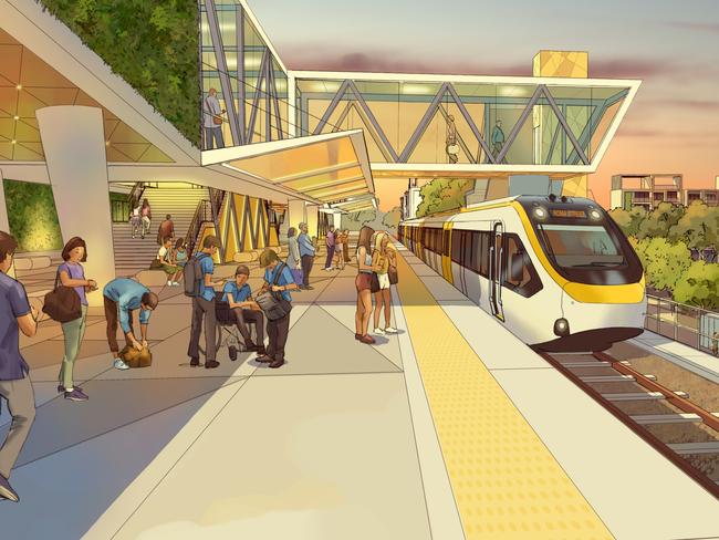 Artist impression of a rail line into the heart of the Sunshine Coast. Source: Queensland Government.