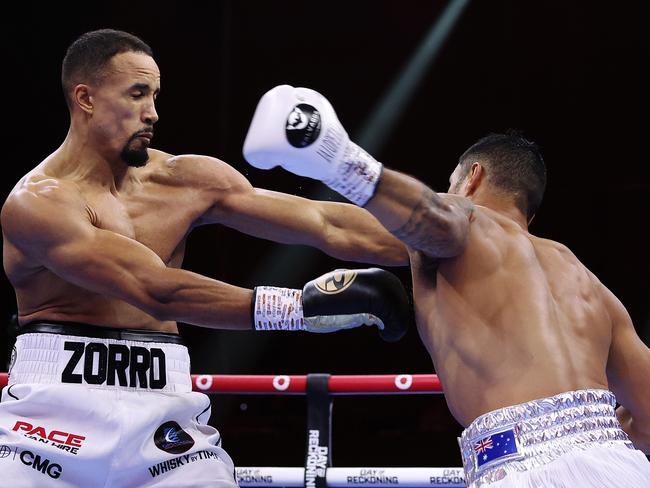 Jai Opetaia (R) knocked out Ellis Zorro in the first round in December, days after the Aussie was forced to vacate his world title. Picture: Richard Pelham/Getty Images