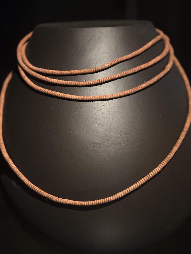 The Red ochred necklace has been loaned to TMAG for two years by the The Field Museum of natural History in Chicago. Picture: Chris Kidd