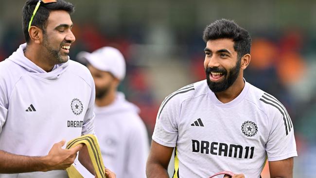 Indian vice-captain Jasprit Bumrah (right) again looms as the key player in Friday’s second Test at the Adelaide Oval as Ravichandran Ashwin (left) could also earn a recall. Picture: Saeed Khan / AFP