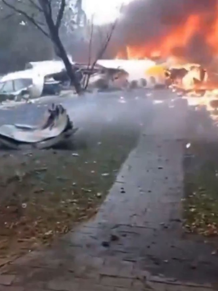 Footage reportedly from the crash site. Picture: Twitter/X.