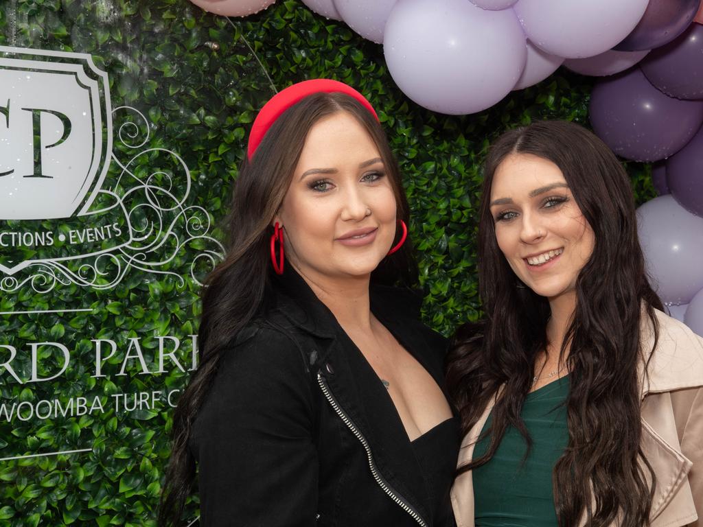 (From left) Brittany Wassell and Shawna Thompson. Weetwood Raceday at Toowoomba Turf Club. Saturday, September 28, 2024. Picture: Nev Madsen.