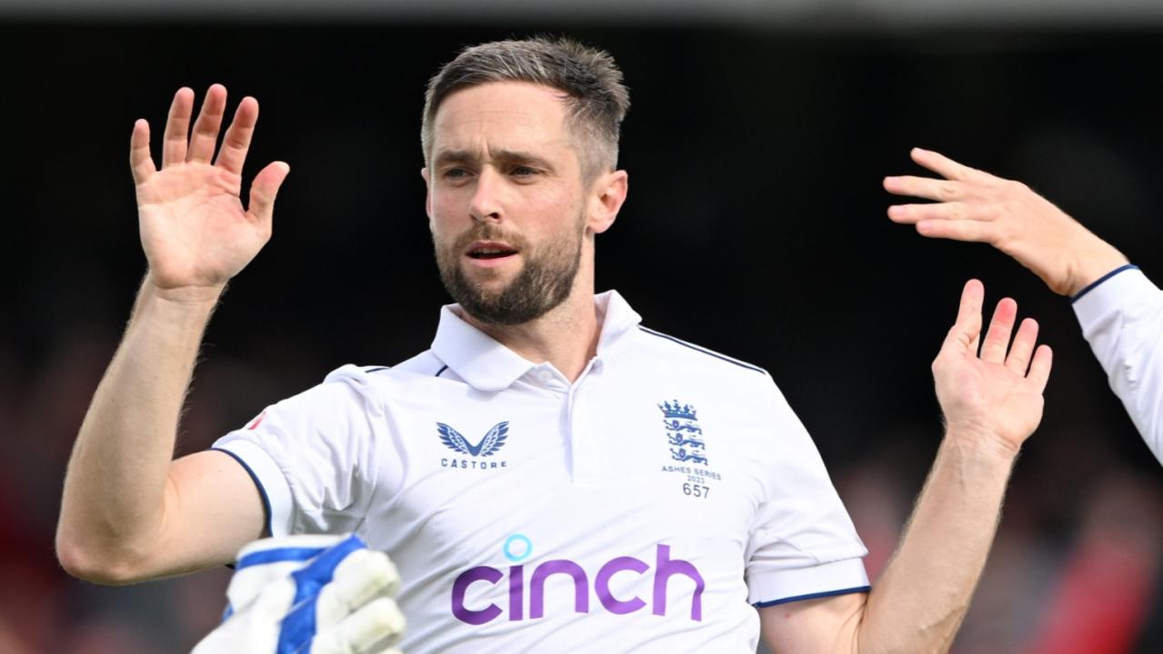 Chris Woakes has been relentless on day five. (Photo by Stu Forster/Getty Images)