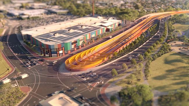 Revised designs for the $15.4bn Torrens to Darlington Project, showing the northern tunnel’s northern portal and new open space to the right. Picture: Supplied