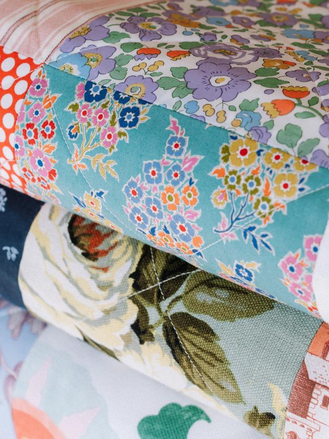 Sarah Stamm of Salisbury and Maude with her new quilt designs. Pictures: Bec Haycraft