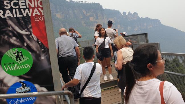 Visitors disembark the Scenic Railway in the Blue Mountains. Picture: Isabell Petrinic