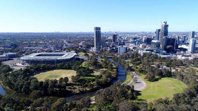 A photo of the Parramatta skyline in western Sydney.