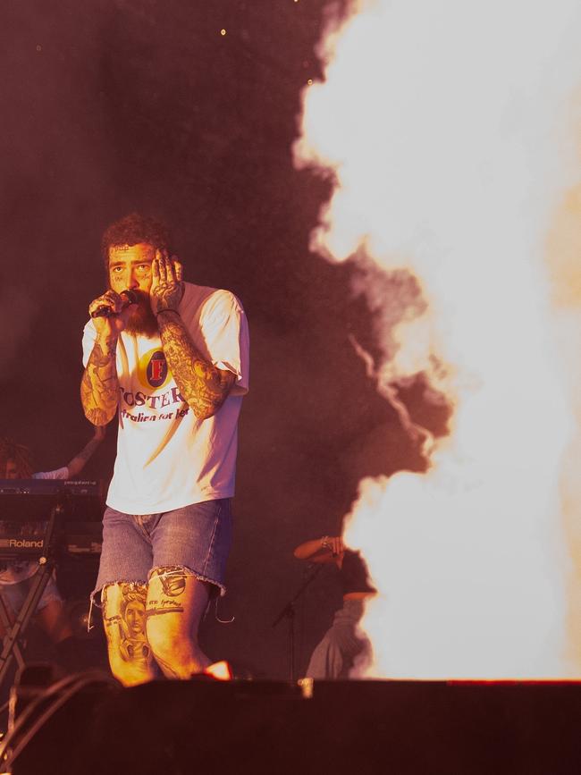 Post Malone performs at the RNA Showgrounds. Photo - Stephen Archer