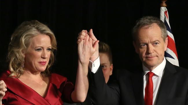 Bill Shorten with his wife Chloe. Picture: Stuart McEvoy