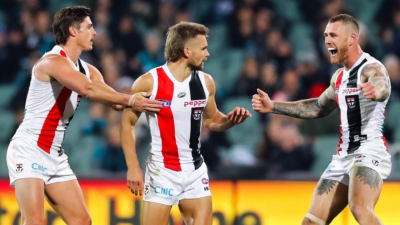 St Kilda’s massive improvement in goalkicking accuracy is driving its impressive 2020 season. (Photo by Daniel Kalisz/Getty Images)