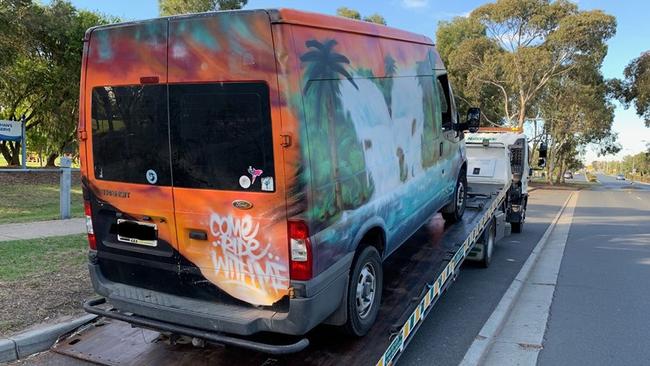 A van driven by a man who was allegedly high on marijuana.