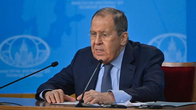 Russian Foreign Minister Sergei Lavrov in Moscow on Thursday. Picture: AFP