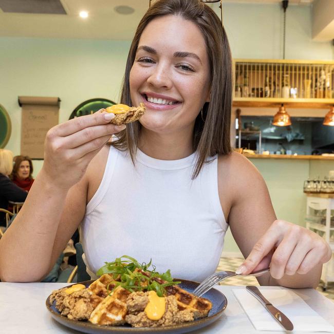 Tayla McKay says the fried chicken at Hello Neighbour is her go-to dish. Picture: Kelly Barnes