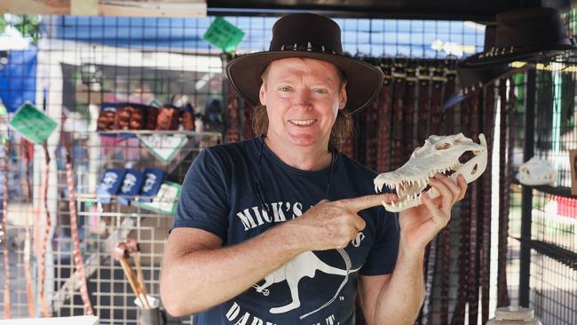 Stallholder Mick Denigan as Mindil Beach Markets winding down for the year. Picture GLENN CAMPBELL