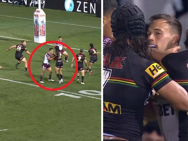 Luke Brooks was fired up enough to leave a hole in the defensive line. Photo: Fox Sports