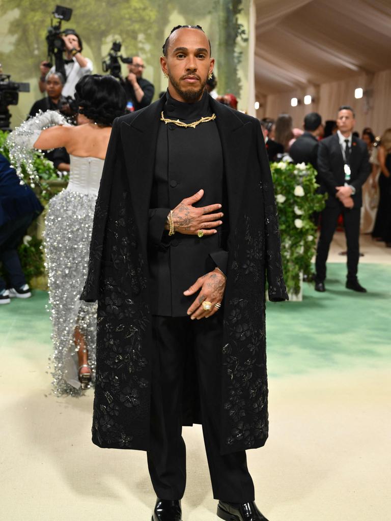 Lewis Hamilton arrives for the 2024 Met Gala. Photo by Angela WEISS / AFP.