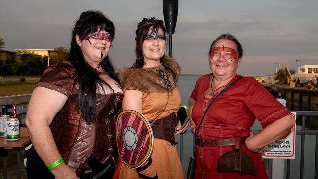 Lianne Porter, Sharlene Atherton and Emma Single at the 2024 Dinah Beach Viking Funeral. Picture: Pema Tamang Pakhrin