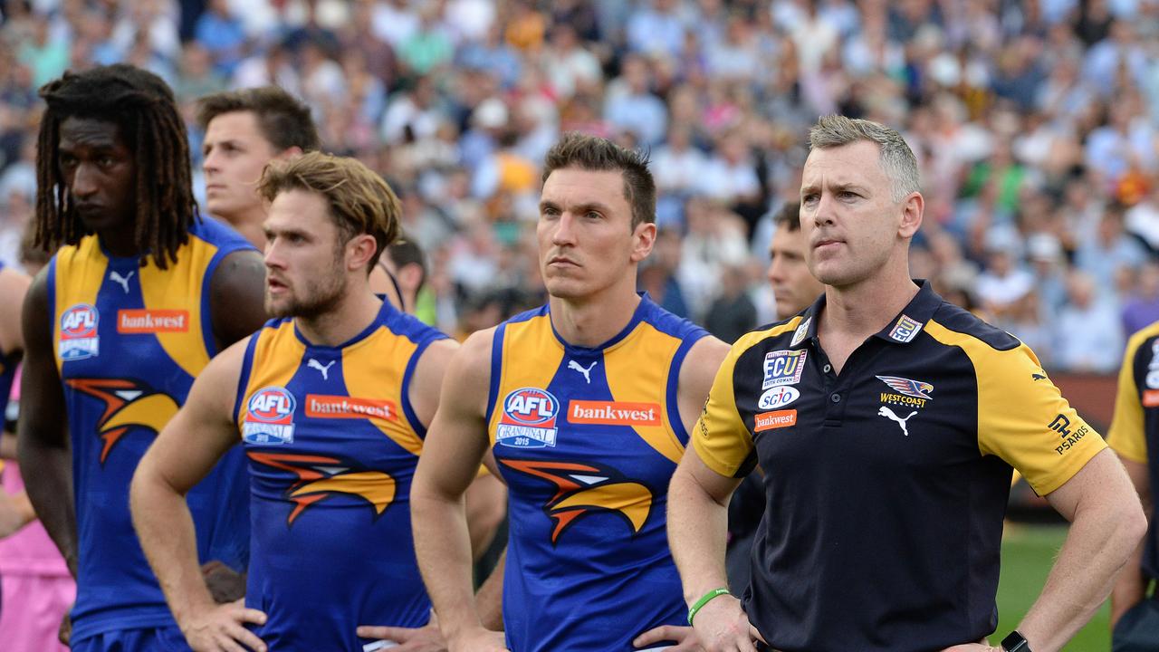 West Coach Adam Simpson after the 2015 Grand Final loss at the MCG.