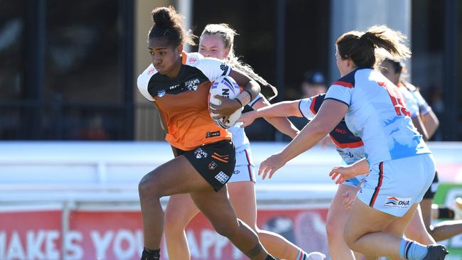 Nanise Vakacavu on the charge for the NT in the 2023 NRL National Championships.