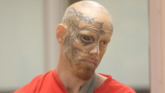 Eyeball tattooing caught the public attention when convicted criminal Jason Barnum appeared in an Alaskan court with his right eye tattooed black . Picture: AP Photo/Dan Joling