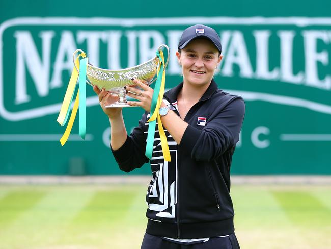 Ash Barty with the spoils in Edgbaston.