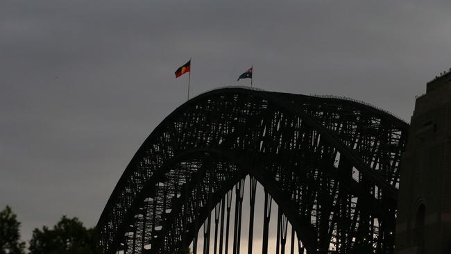 The NSW state flag will now reside permanently in Macquarie Street. Picture: Lisa Maree Williams/Getty Images