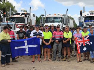 North Queensland truck drivers have united in a convoy to protest the Road Safety Remuneration Order which stips owner operator freight contractors of their rights. PICTURE: BRENDAN RADKE