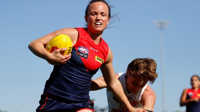 Daisy Pearce was again prominent for the Demons finishing with one goal. Picture: AFL Photos via Getty Images