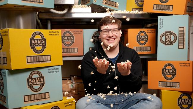 Now at 17, his business has gone from strength to strength with his popcorn stocked in stores across SA. Picture Dean Martin