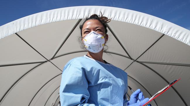 The coronavirus pop up site at Bondi was set up after two significant clusters. Picture: David Swift.