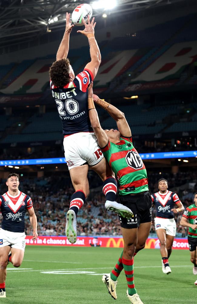 Roosters recruit Mark Nawaqanitawase announced himself with a try on debut. Picture: Matt King/Getty Images