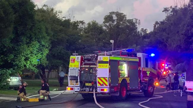 Emergency services at the scene of a building fire in Browning Street, Byron Bay on May 24, 2021. Picture: Javier Encalada