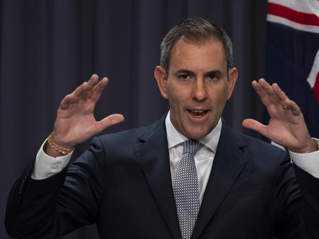 CANBERRA, AUSTRALIA - MAY 5: Treasurer Jim Chalmers and Finance Minister Katy Gallagher hold a press conference at Parliament House Canberra. Picture: NCA NewsWire / Martin Ollman