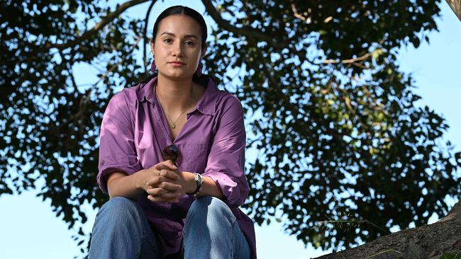 11/4/2024:  (NB Check if its ok to use full name and identifiable photo, before use) Primary school teacher Olivia Carrillo, at a park in Ferny Grove , Brisbane . Olivia is considering abandoning teaching after less than 4 years. pic: Lyndon Mechielsen/Courier Mail