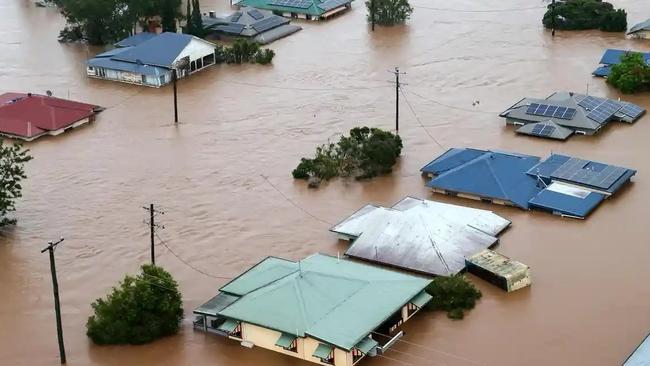 Jahnaya Mumford’s house (with the blue roof, third on the right) was completely engulfed by water.