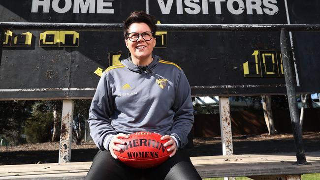 Hawthorn AFLW coach Bec Goddard has opened about her Covid battle. Picture: Gary Ramage