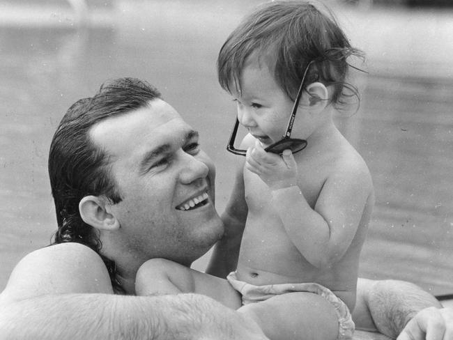 The doting dad with daughter Eliza-Jane in 1986. Picture: Supplied