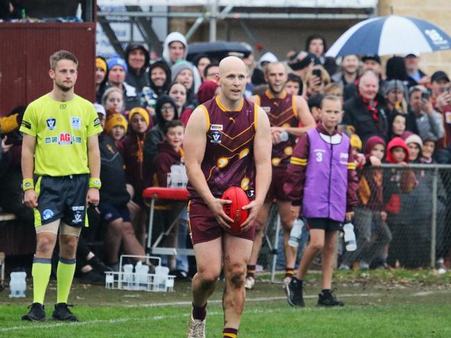 Gary Ablett Junior had 25 possessions and kicked two goals in a cameo appearance for Drouin in the Gippsland league. Picture: Daniel Heathcote